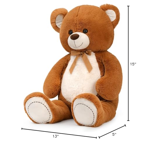 Tezituor Large Teddy Bear Stuffed Animal 5Ft, Big Teddy Bear with Heart, Giant Brown Stuffed Bear Plush Toys for Kids, I Love You Bear Gift for Girlfriend