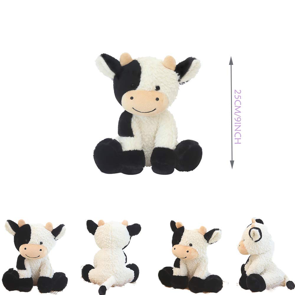CHELEI2019 11.8" Cow Stuffed Animals Soft Cuddly Cow Plush Stuffed Animal Toy for Kids