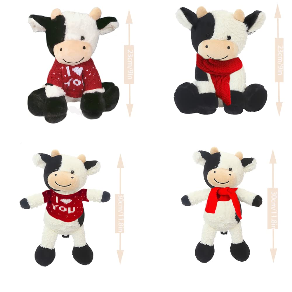 CHELEI2019 11.8" Cow Stuffed Animals Soft Cuddly Cow Plush Stuffed Animal Toy for Kids