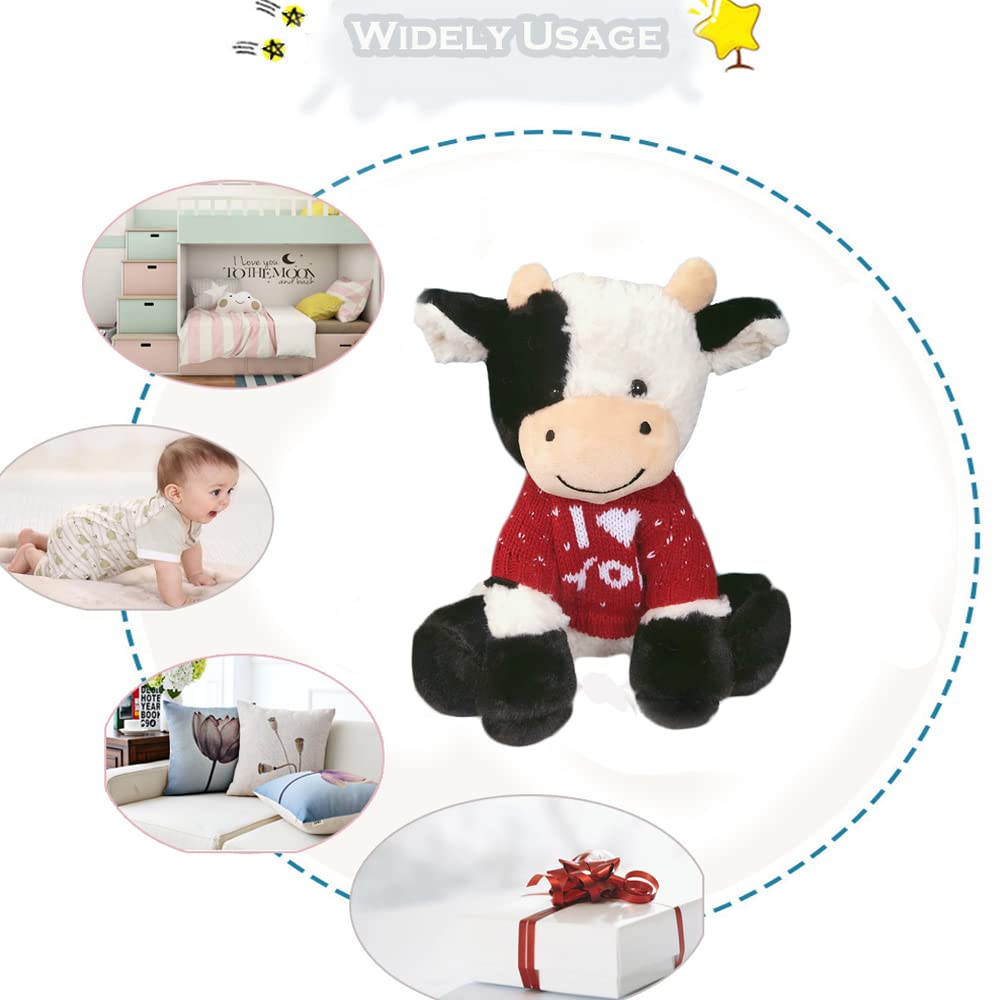 CHELEI2019 11.8" Cow Stuffed Animals Soft Cuddly Cow Plush Stuffed Animal Toy for Kids