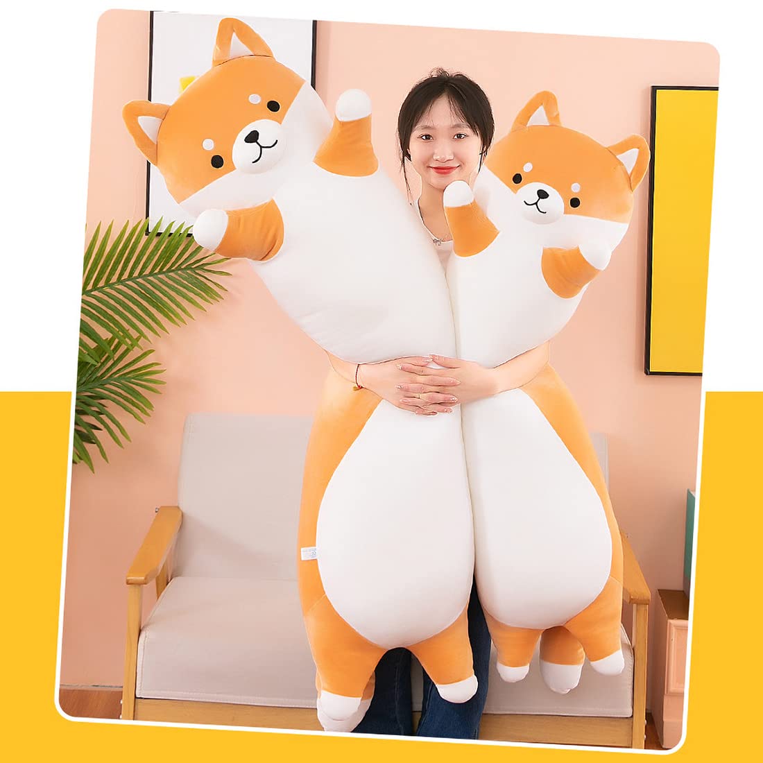 Long Shiba Inu Plush Toy, Soft Long Stuffed Corgi Plush Cute Long Shiba Inu Dog Stuffed Animals Shiba Inu Body Plush Stuffed Animal for Kids(Dog, 70cm/27.5inch)
