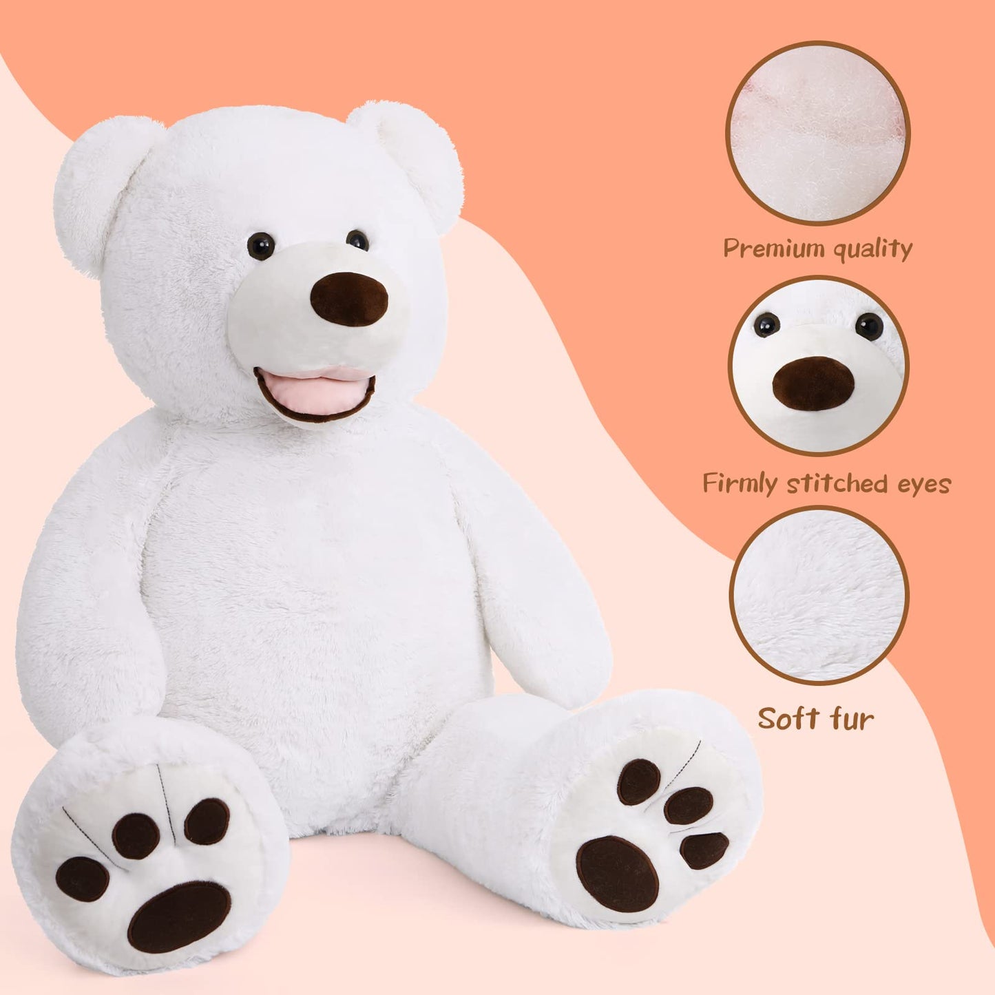 MorisMos Giant Teddy Bear Plush 5 Feet, Large Teddy Bears Stuffed Animals for Girlfriend Boyfriend, 5 Foot Life Size Bear Gifts for Valentine's Day, Baby Shower, Birthday