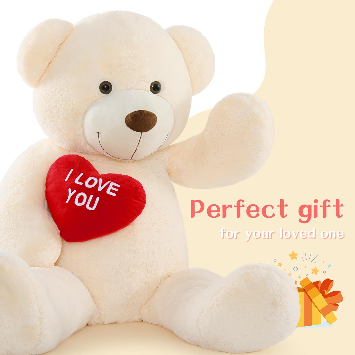 Tezituor Large Teddy Bear Stuffed Animal 5Ft, Big Teddy Bear with Heart, Giant Brown Stuffed Bear Plush Toys for Kids, I Love You Bear Gift for Girlfriend