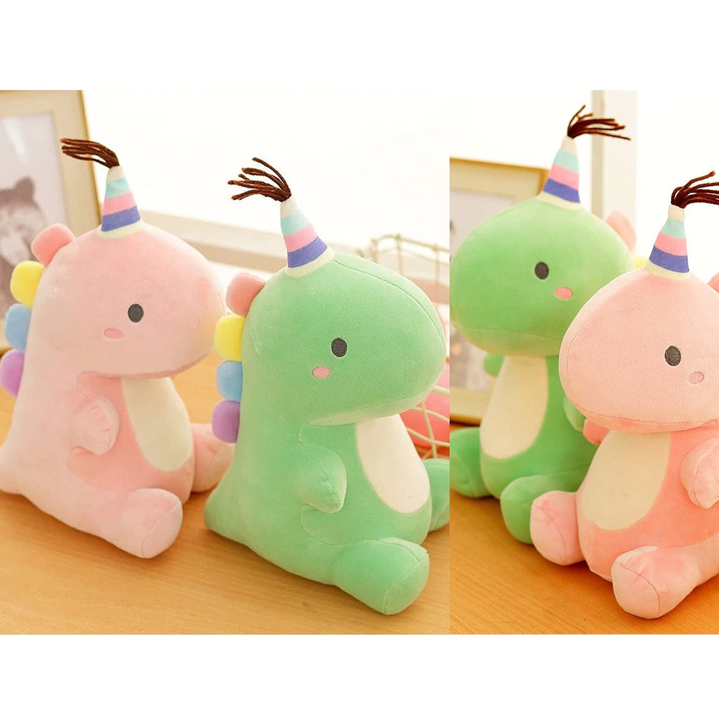 VHYHCY Stuffed Animal Plush Toys, Cute Dinosaur Toy, Soft Dino Plushies for Kids Plush Doll Gifts for Boys Girls (Green, 9 Inch)