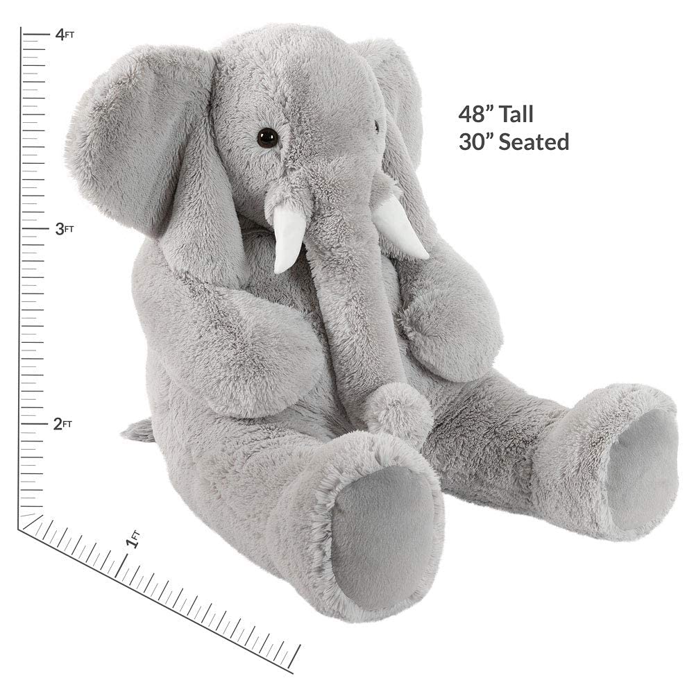 Vermont Teddy Bear Giant Elephant Stuffed Animal - Giant Stuffed Animals, 4 Foot, 48", 4 FT