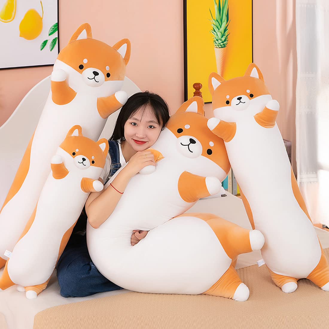 Long Shiba Inu Plush Toy, Soft Long Stuffed Corgi Plush Cute Long Shiba Inu Dog Stuffed Animals Shiba Inu Body Plush Stuffed Animal for Kids(Dog, 70cm/27.5inch)