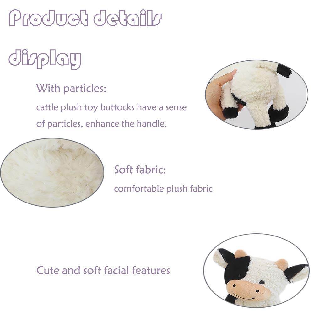 CHELEI2019 11.8" Cow Stuffed Animals Soft Cuddly Cow Plush Stuffed Animal Toy for Kids