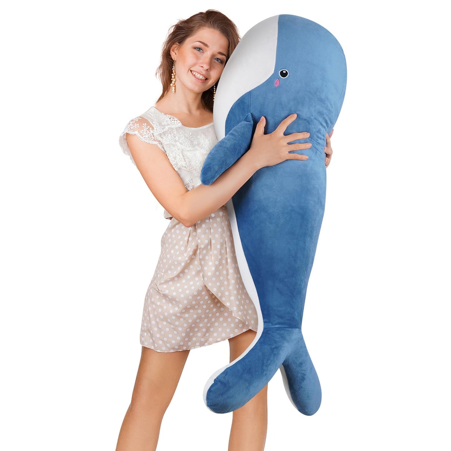 Whale Stuffed Animal - Large Stuffed Whale,Soft Whale Plush Body Pillow,Cute Plushies Whale Throw Pillows Birthday Gifts for Girls & Boys 47.2IN (Blue,X-Large)