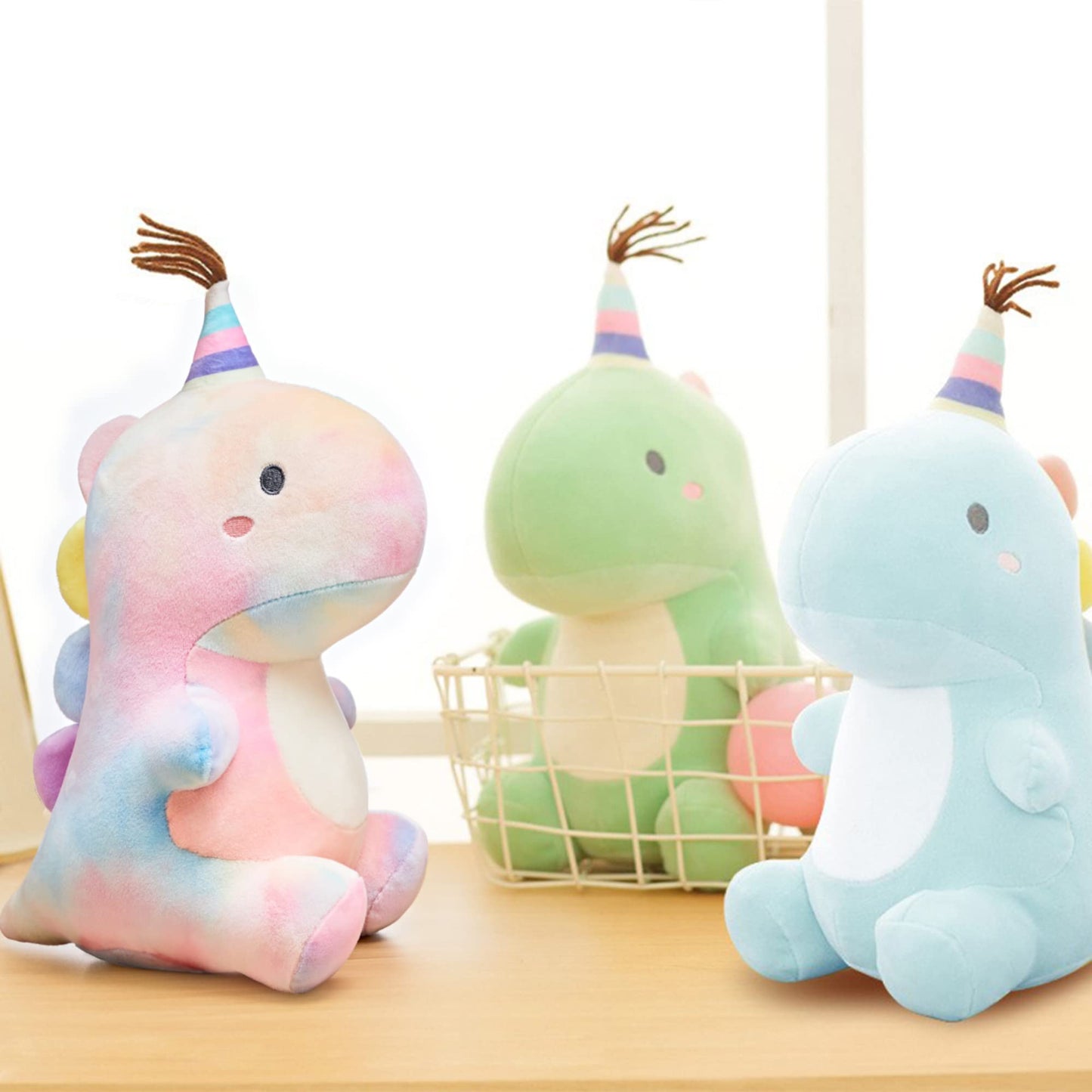 VHYHCY Stuffed Animal Plush Toys, Cute Dinosaur Toy, Soft Dino Plushies for Kids Plush Doll Gifts for Boys Girls (Green, 9 Inch)