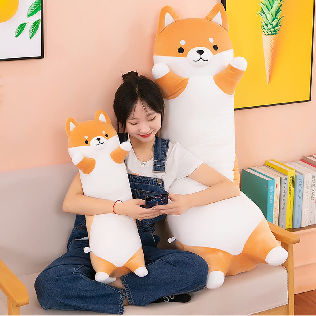 Long Shiba Inu Plush Toy, Soft Long Stuffed Corgi Plush Cute Long Shiba Inu Dog Stuffed Animals Shiba Inu Body Plush Stuffed Animal for Kids(Dog, 70cm/27.5inch)
