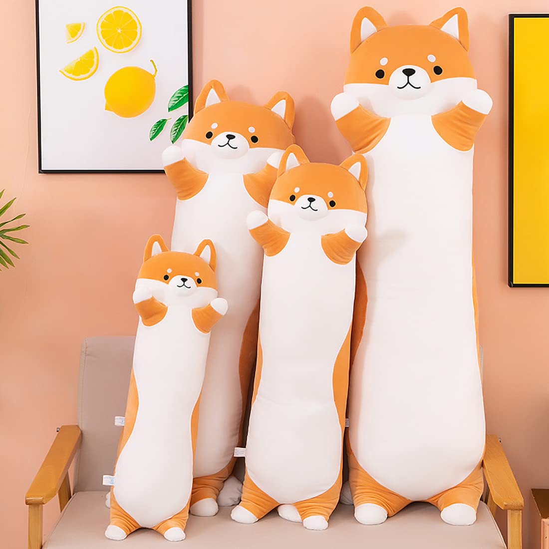 Long Shiba Inu Plush Toy, Soft Long Stuffed Corgi Plush Cute Long Shiba Inu Dog Stuffed Animals Shiba Inu Body Plush Stuffed Animal for Kids(Dog, 70cm/27.5inch)