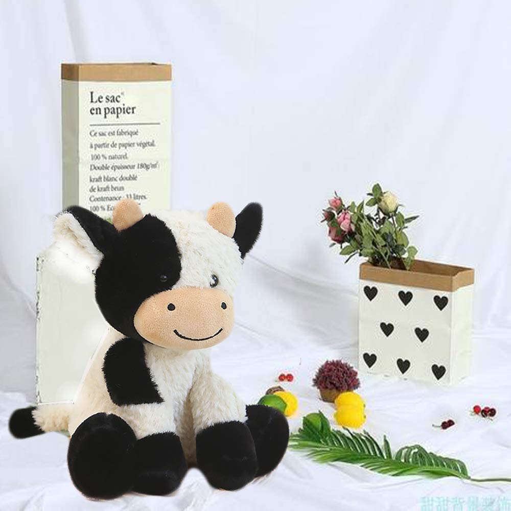 CHELEI2019 11.8" Cow Stuffed Animals Soft Cuddly Cow Plush Stuffed Animal Toy for Kids