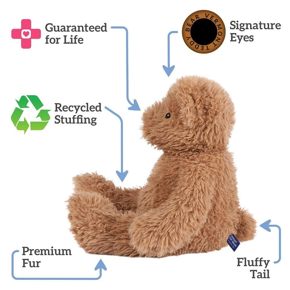 Vermont Teddy Bear Super Soft Almond Brown Teddy Bear - 18 Inch, Plush Stuffed Animal to Sleep with, Cozy Bear Plush from Stuffed Animals