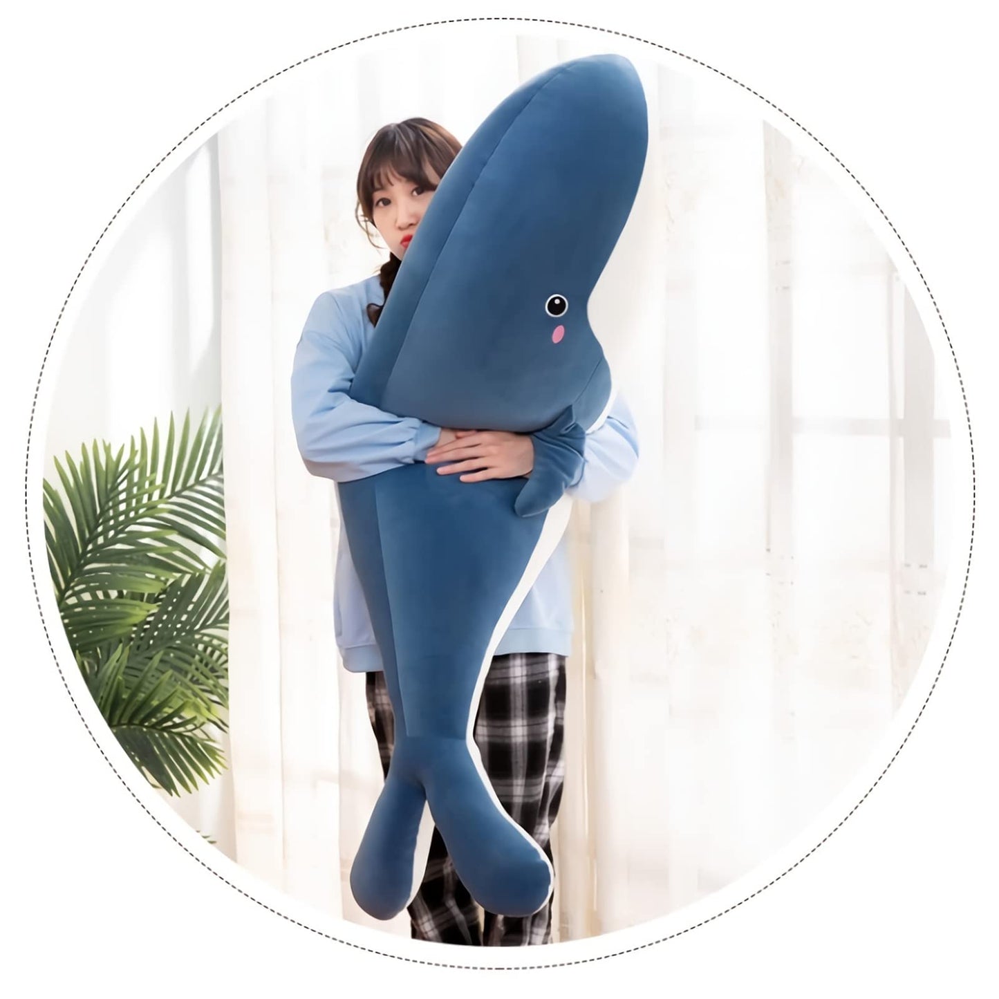 Whale Stuffed Animal - Large Stuffed Whale,Soft Whale Plush Body Pillow,Cute Plushies Whale Throw Pillows Birthday Gifts for Girls & Boys 47.2IN (Blue,X-Large)