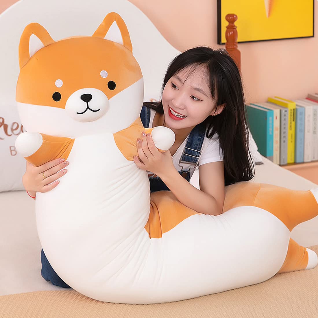 Long Shiba Inu Plush Toy, Soft Long Stuffed Corgi Plush Cute Long Shiba Inu Dog Stuffed Animals Shiba Inu Body Plush Stuffed Animal for Kids(Dog, 70cm/27.5inch)