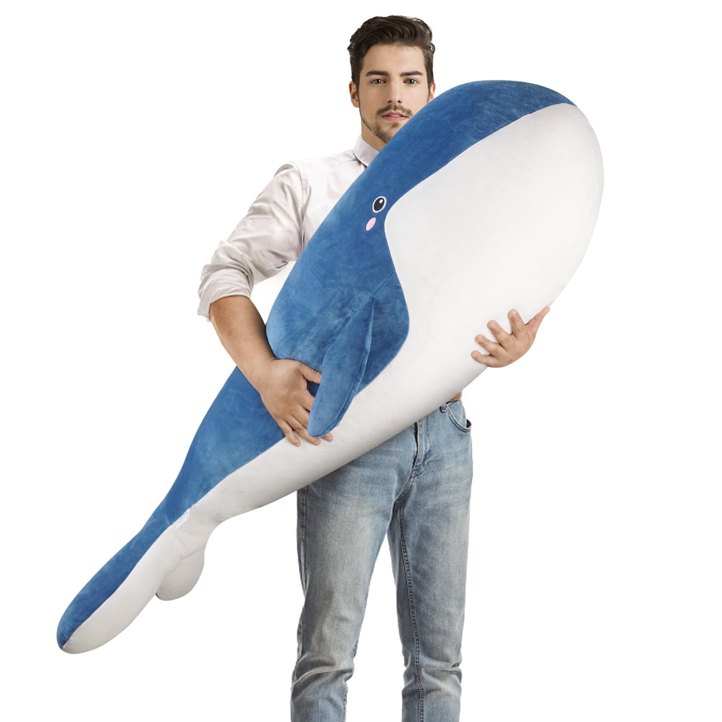 Whale Stuffed Animal - Large Stuffed Whale,Soft Whale Plush Body Pillow,Cute Plushies Whale Throw Pillows Birthday Gifts for Girls & Boys 47.2IN (Blue,X-Large)
