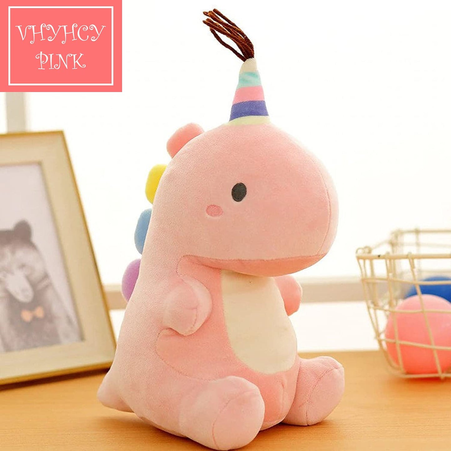 VHYHCY Stuffed Animal Plush Toys, Cute Dinosaur Toy, Soft Dino Plushies for Kids Plush Doll Gifts for Boys Girls (Green, 9 Inch)