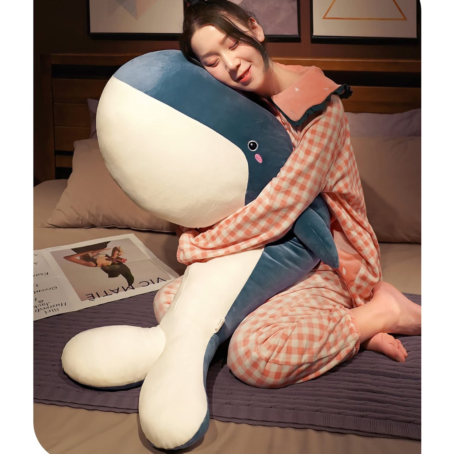 Whale Stuffed Animal - Large Stuffed Whale,Soft Whale Plush Body Pillow,Cute Plushies Whale Throw Pillows Birthday Gifts for Girls & Boys 47.2IN (Blue,X-Large)