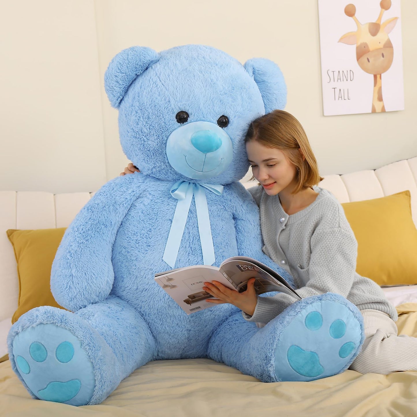 Tezituor Large Teddy Bear Stuffed Animal 5Ft, Big Teddy Bear with Heart, Giant Brown Stuffed Bear Plush Toys for Kids, I Love You Bear Gift for Girlfriend