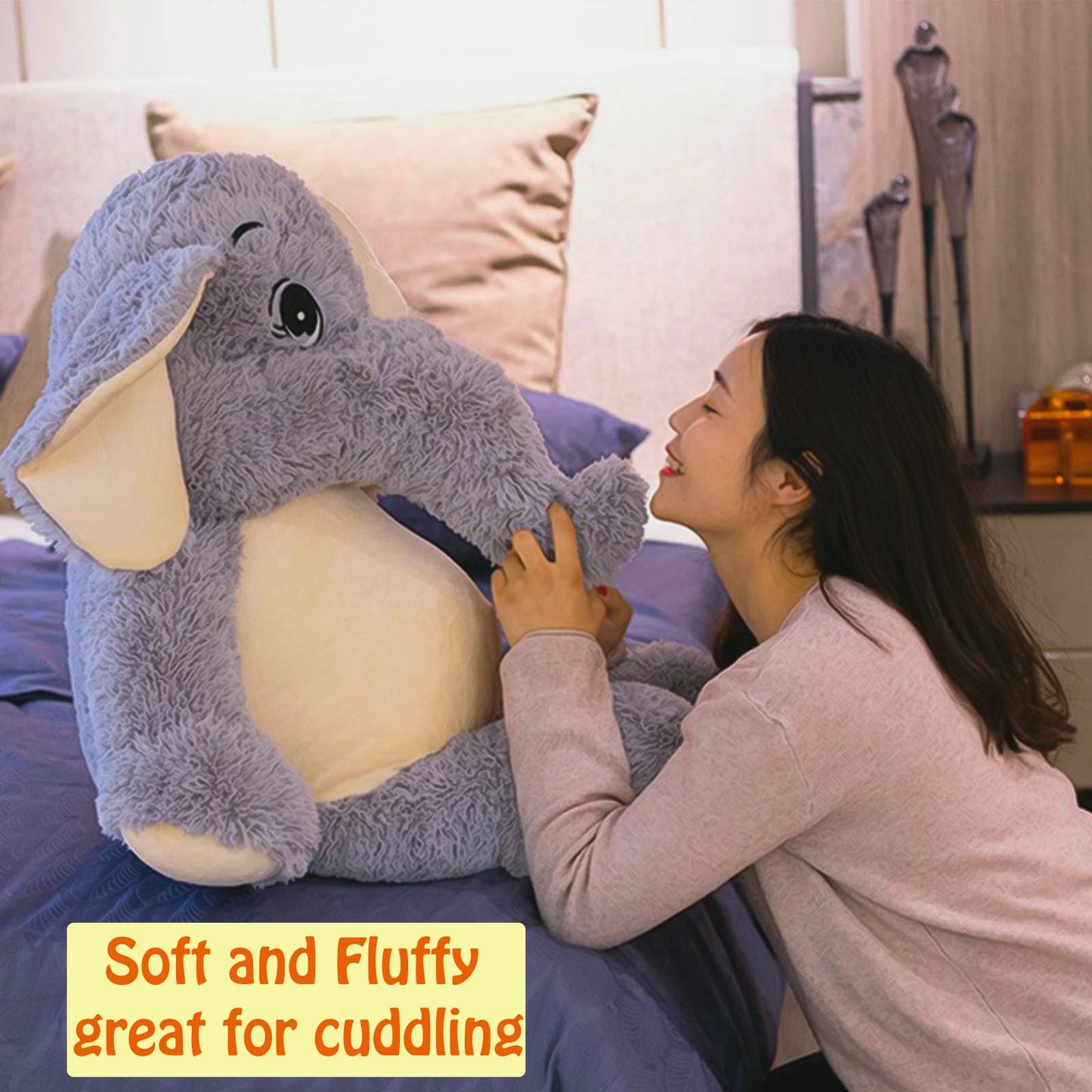 Giant Elephant Stuffed Animal 51'',Large Stuffed Elephant Plush Toy Soft Elephant Stuffed Animals for Birthday Mother's Day Christmas