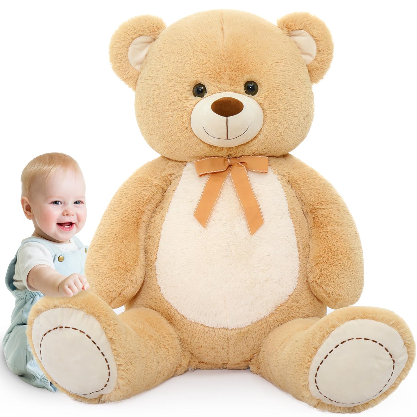 Tezituor Large Teddy Bear Stuffed Animal 5Ft, Big Teddy Bear with Heart, Giant Brown Stuffed Bear Plush Toys for Kids, I Love You Bear Gift for Girlfriend