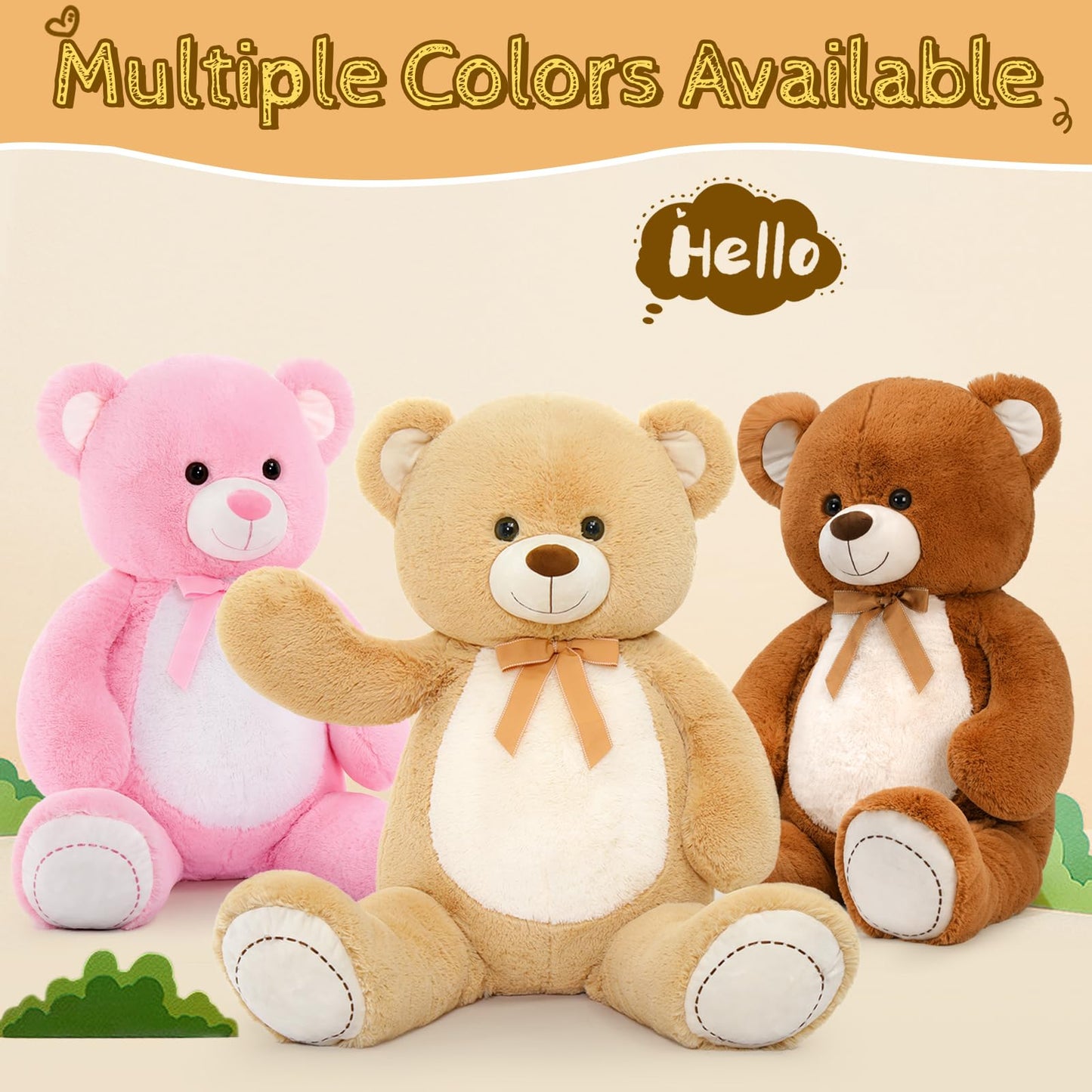 Tezituor Large Teddy Bear Stuffed Animal 5Ft, Big Teddy Bear with Heart, Giant Brown Stuffed Bear Plush Toys for Kids, I Love You Bear Gift for Girlfriend