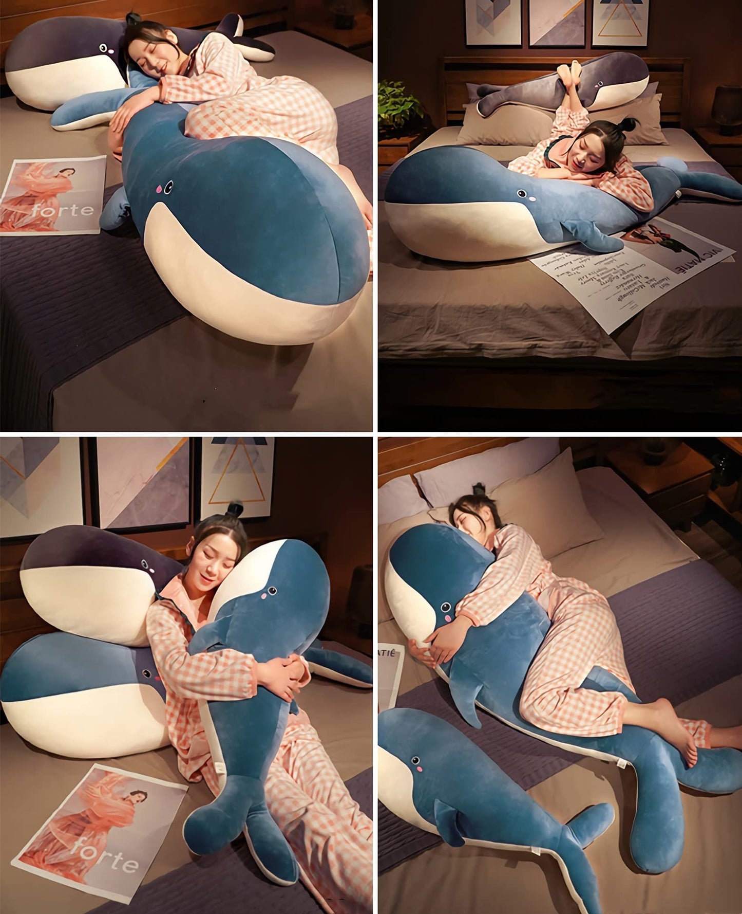 Whale Stuffed Animal - Large Stuffed Whale,Soft Whale Plush Body Pillow,Cute Plushies Whale Throw Pillows Birthday Gifts for Girls & Boys 47.2IN (Blue,X-Large)