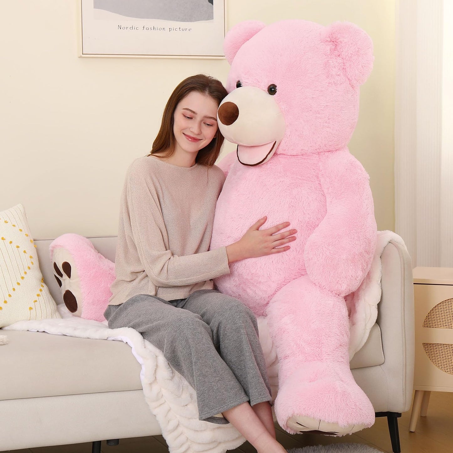 MorisMos Giant Teddy Bear Plush 5 Feet, Large Teddy Bears Stuffed Animals for Girlfriend Boyfriend, 5 Foot Life Size Bear Gifts for Valentine's Day, Baby Shower, Birthday