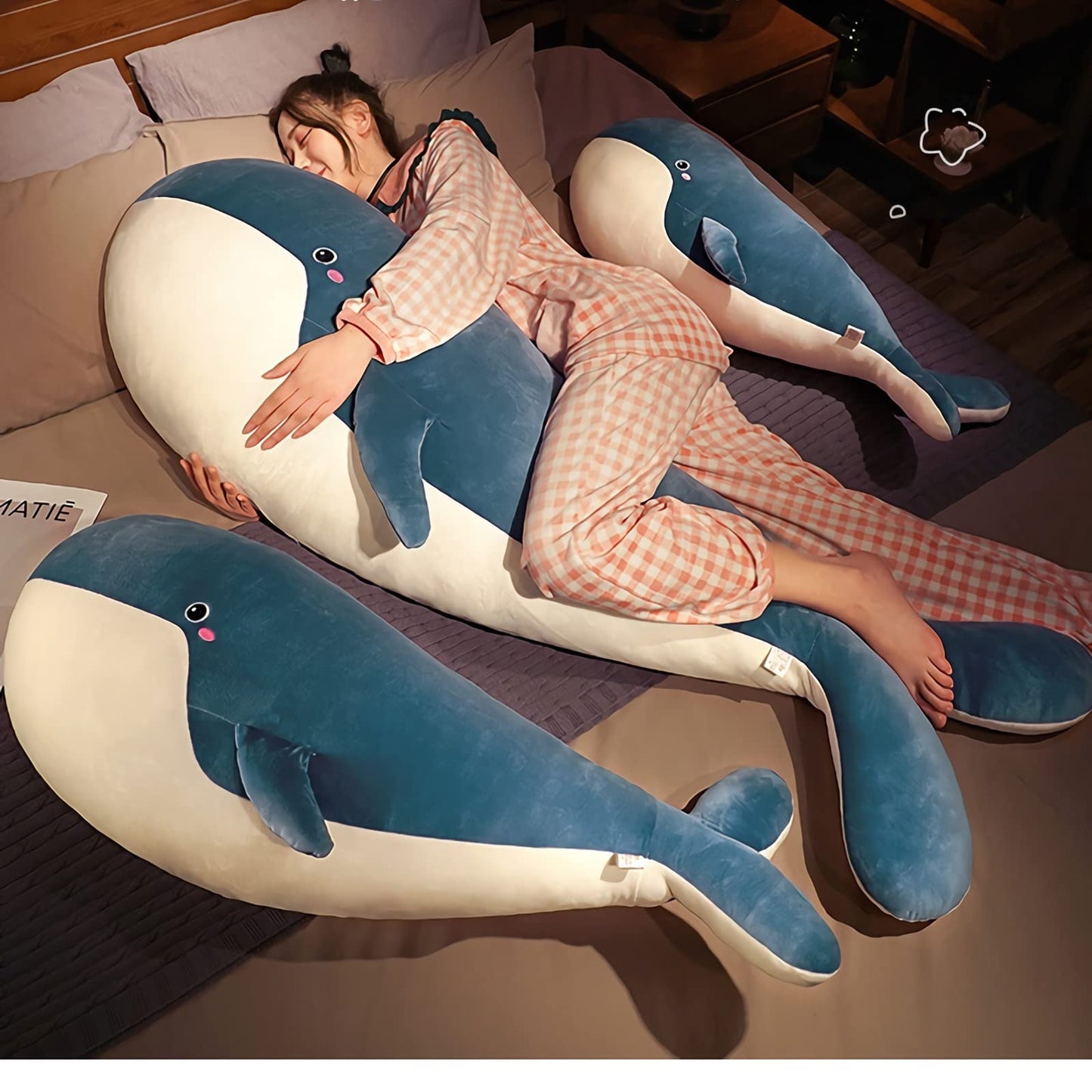 Whale Stuffed Animal - Large Stuffed Whale,Soft Whale Plush Body Pillow,Cute Plushies Whale Throw Pillows Birthday Gifts for Girls & Boys 47.2IN (Blue,X-Large)