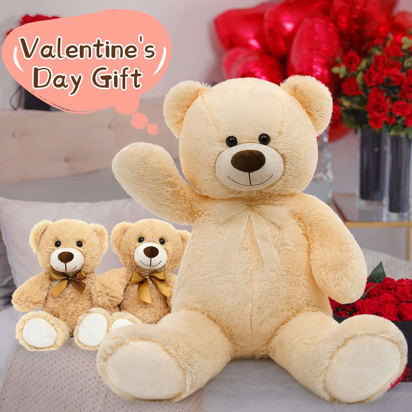 MorisMos Giant Teddy Bear Plush 5 Feet, Large Teddy Bears Stuffed Animals for Girlfriend Boyfriend, 5 Foot Life Size Bear Gifts for Valentine's Day, Baby Shower, Birthday