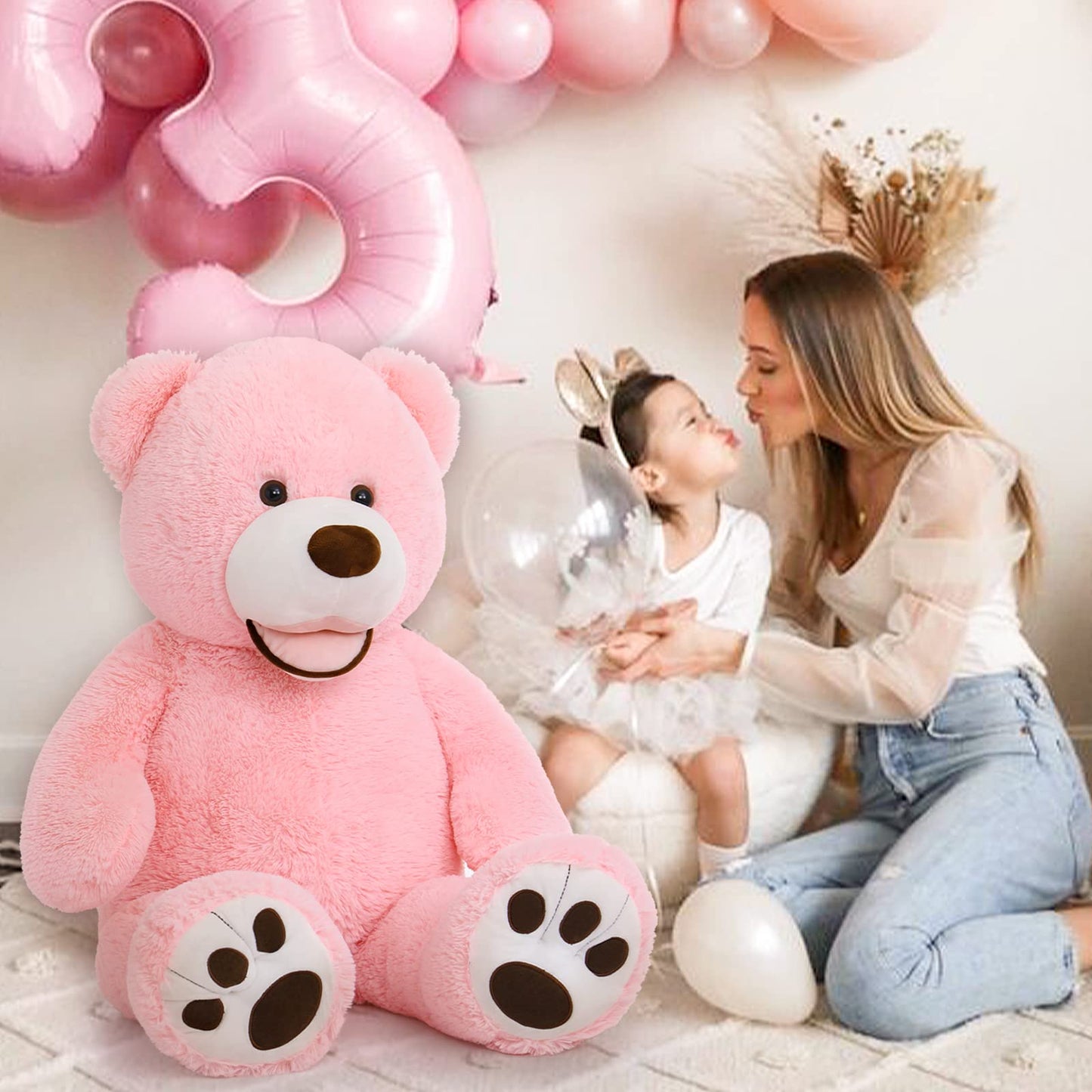 MorisMos Giant Teddy Bear Plush 5 Feet, Large Teddy Bears Stuffed Animals for Girlfriend Boyfriend, 5 Foot Life Size Bear Gifts for Valentine's Day, Baby Shower, Birthday