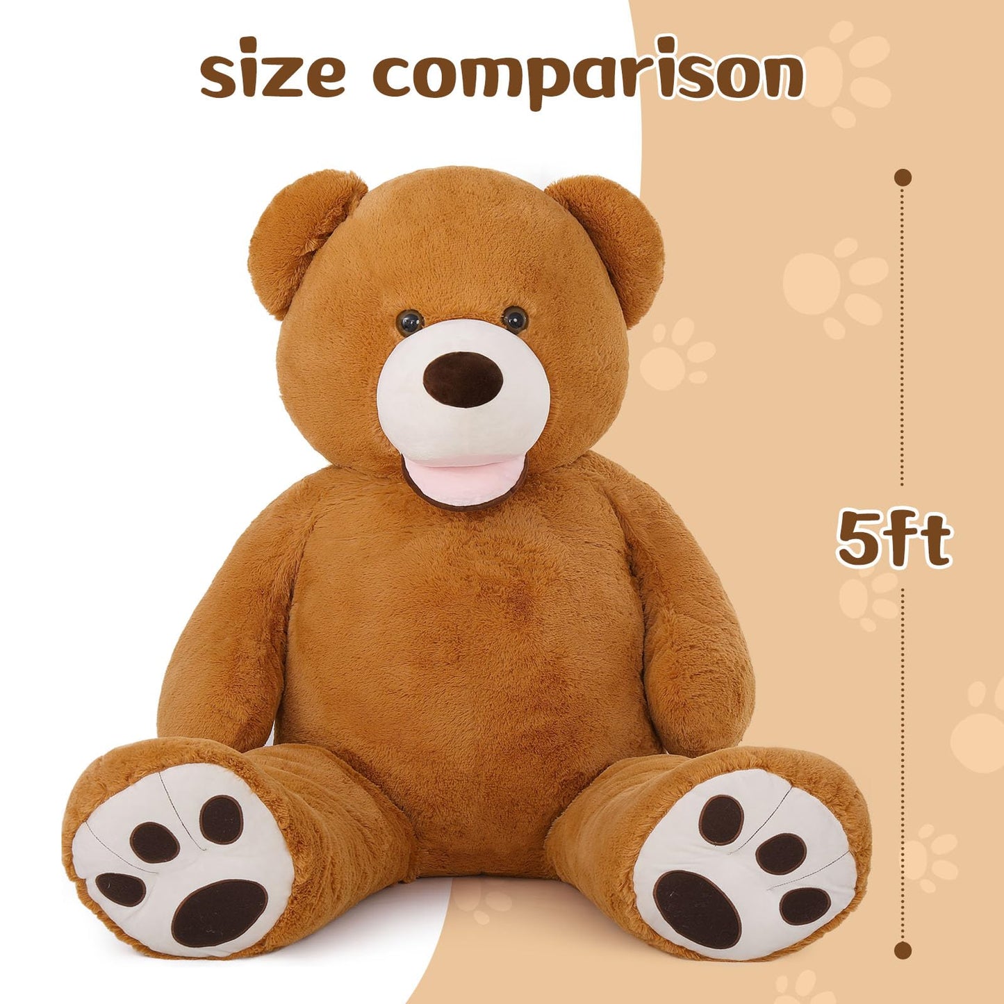MorisMos Giant Teddy Bear Plush 5 Feet, Large Teddy Bears Stuffed Animals for Girlfriend Boyfriend, 5 Foot Life Size Bear Gifts for Valentine's Day, Baby Shower, Birthday