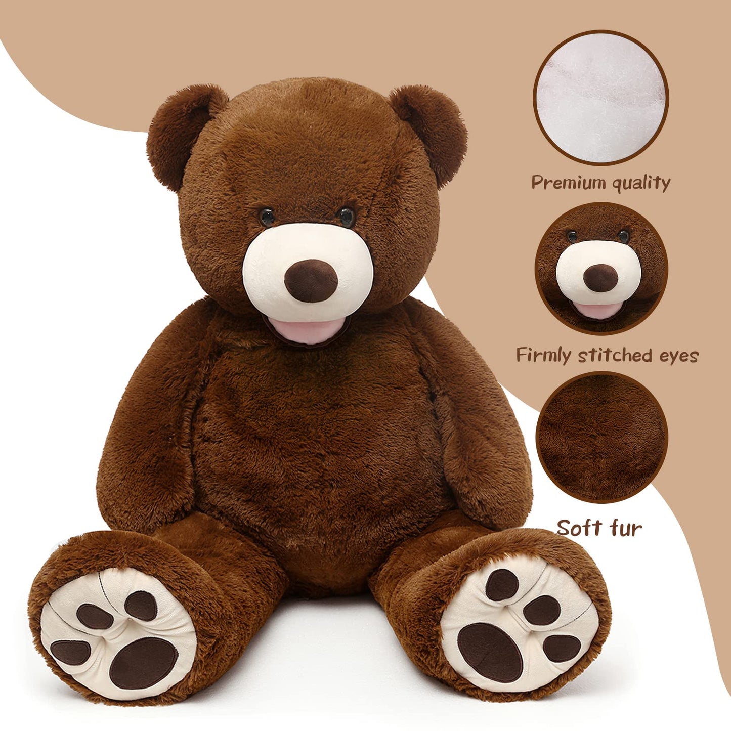 MorisMos Giant Teddy Bear Plush 5 Feet, Large Teddy Bears Stuffed Animals for Girlfriend Boyfriend, 5 Foot Life Size Bear Gifts for Valentine's Day, Baby Shower, Birthday
