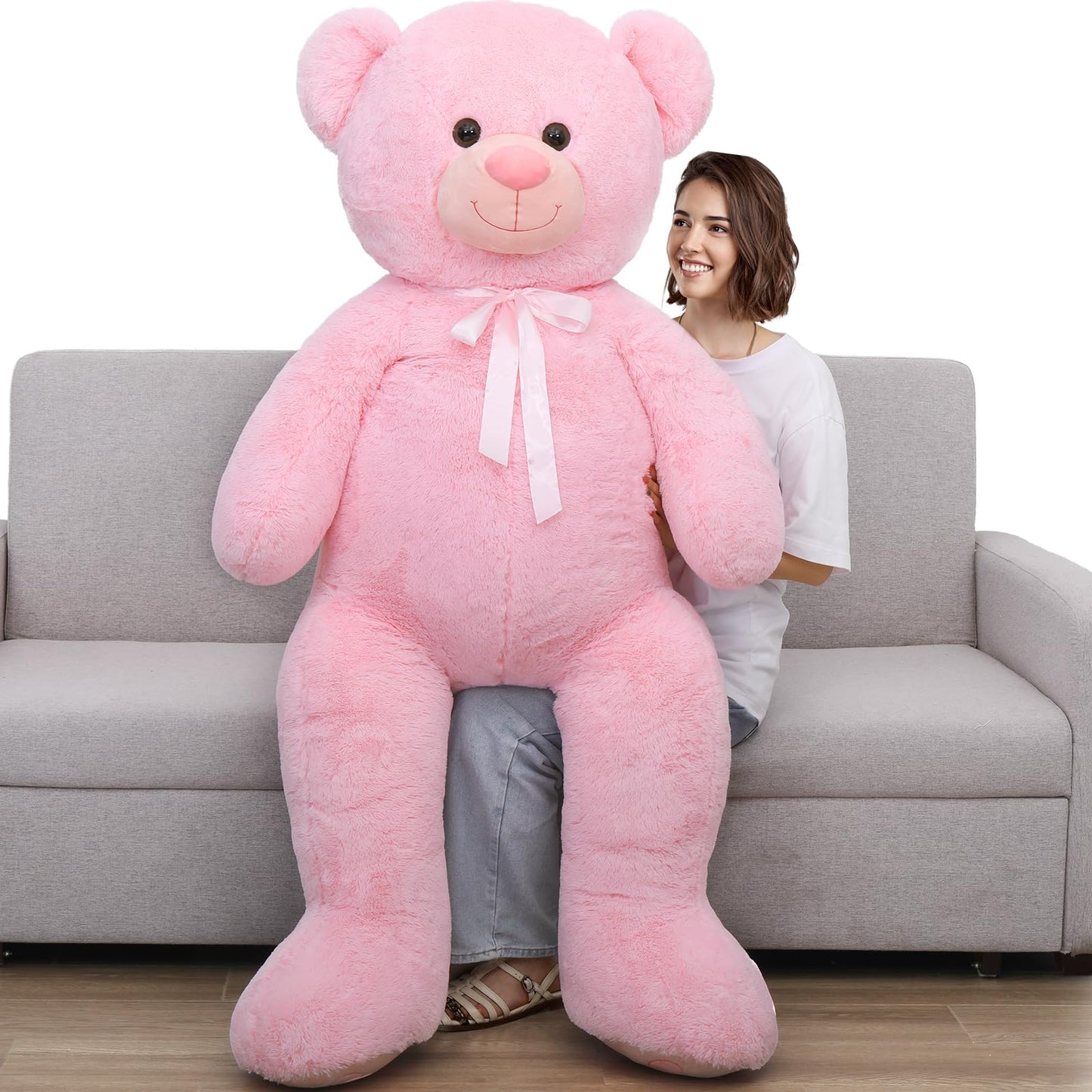 Tezituor Large Teddy Bear Stuffed Animal 5Ft, Big Teddy Bear with Heart, Giant Brown Stuffed Bear Plush Toys for Kids, I Love You Bear Gift for Girlfriend