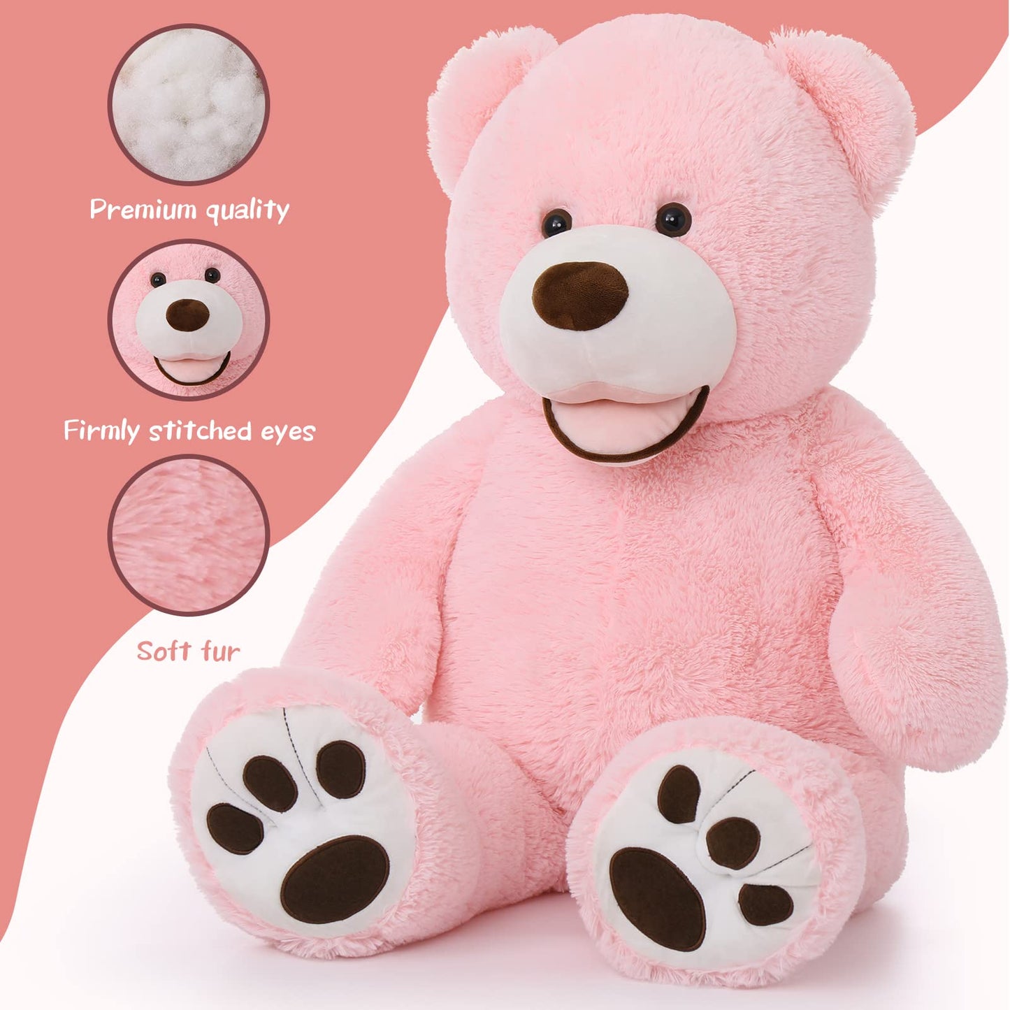 MorisMos Giant Teddy Bear Plush 5 Feet, Large Teddy Bears Stuffed Animals for Girlfriend Boyfriend, 5 Foot Life Size Bear Gifts for Valentine's Day, Baby Shower, Birthday