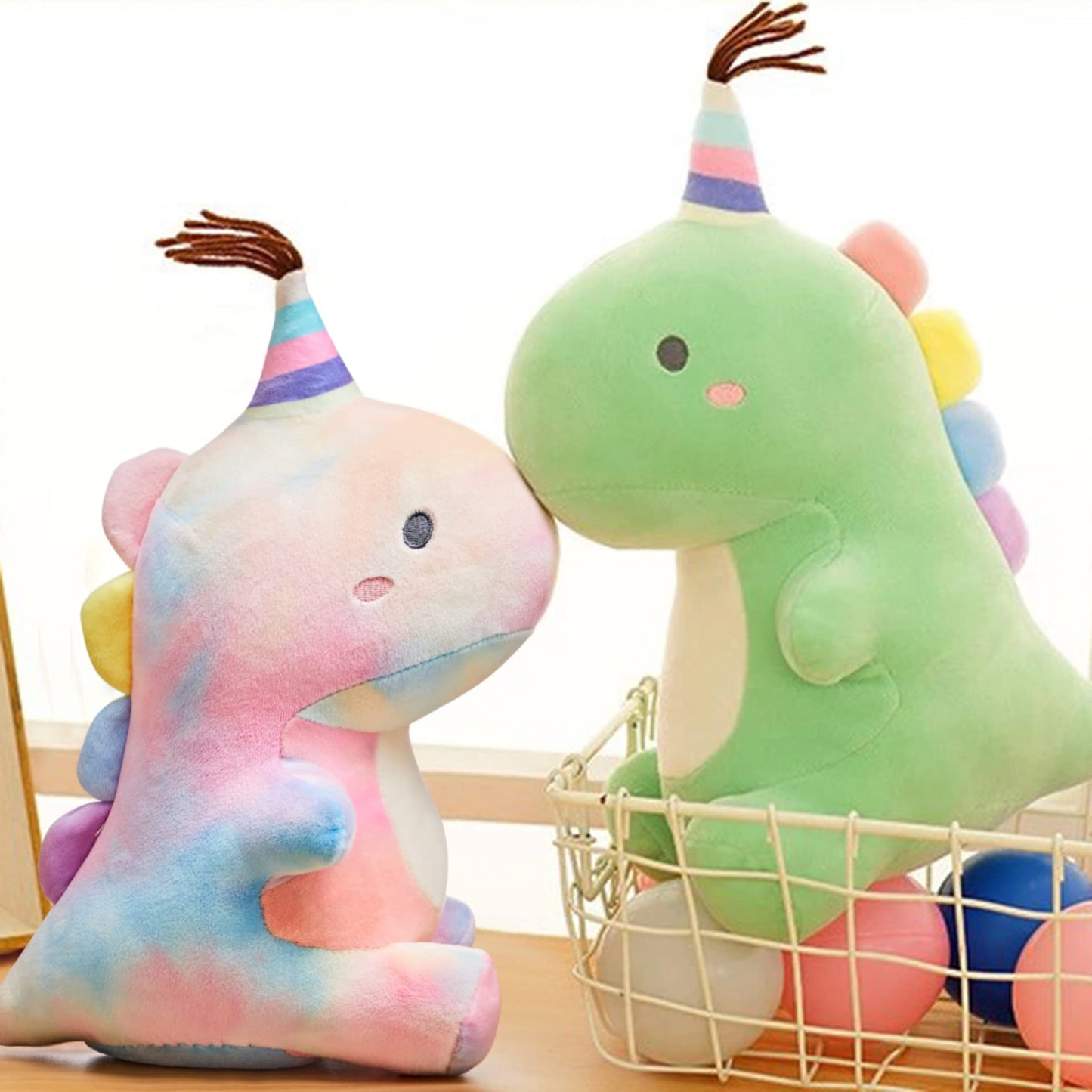 VHYHCY Stuffed Animal Plush Toys, Cute Dinosaur Toy, Soft Dino Plushies for Kids Plush Doll Gifts for Boys Girls (Green, 9 Inch)