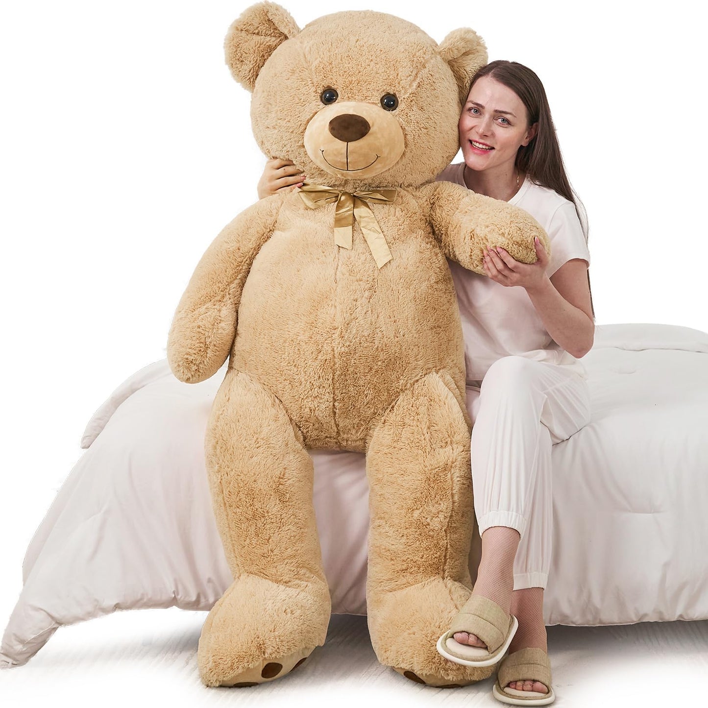 Tezituor Large Teddy Bear Stuffed Animal 5Ft, Big Teddy Bear with Heart, Giant Brown Stuffed Bear Plush Toys for Kids, I Love You Bear Gift for Girlfriend