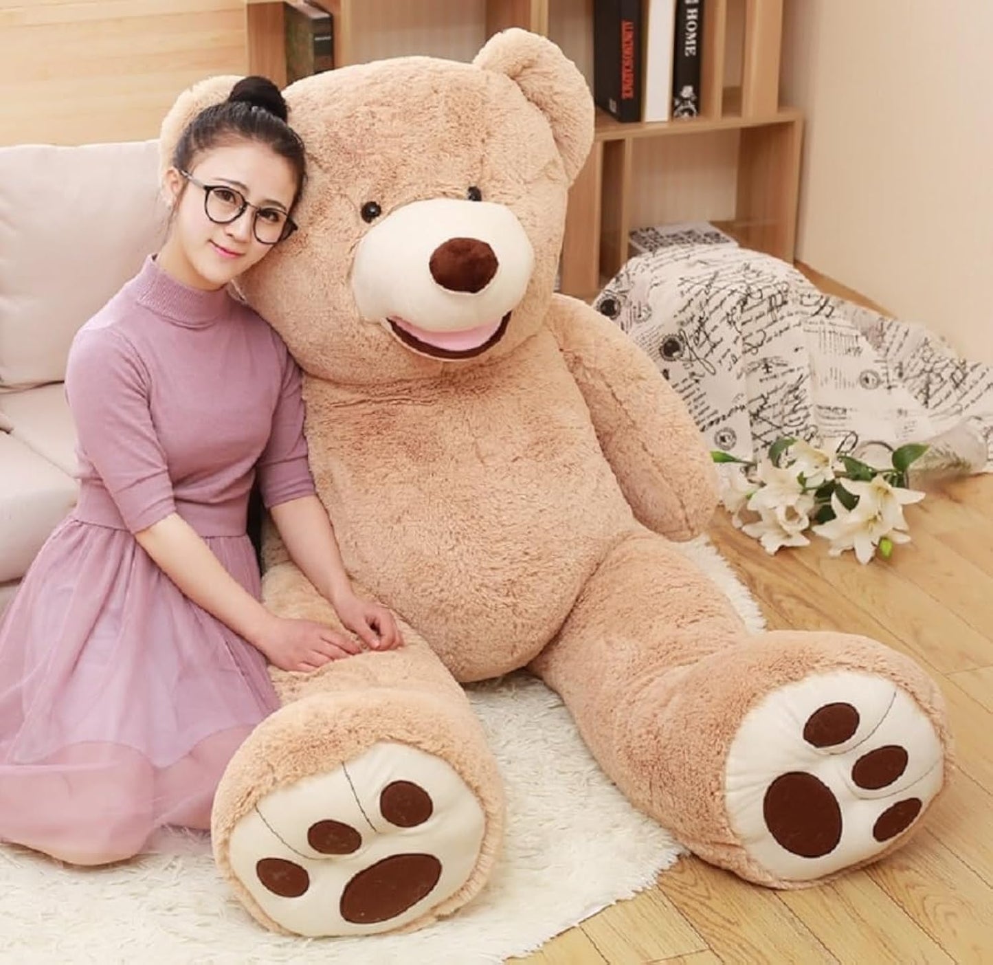 MorisMos Giant Teddy Bear Plush 5 Feet, Large Teddy Bears Stuffed Animals for Girlfriend Boyfriend, 5 Foot Life Size Bear Gifts for Valentine's Day, Baby Shower, Birthday