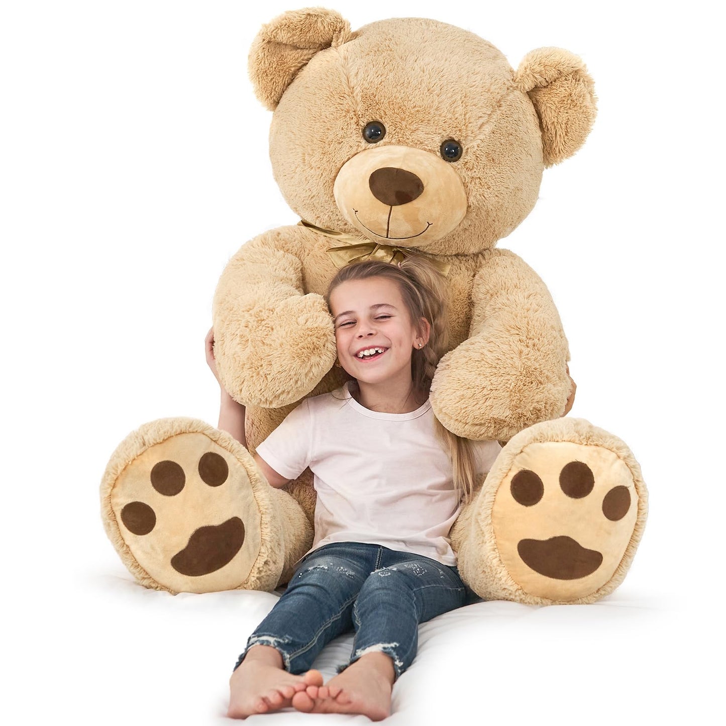 Tezituor Large Teddy Bear Stuffed Animal 5Ft, Big Teddy Bear with Heart, Giant Brown Stuffed Bear Plush Toys for Kids, I Love You Bear Gift for Girlfriend