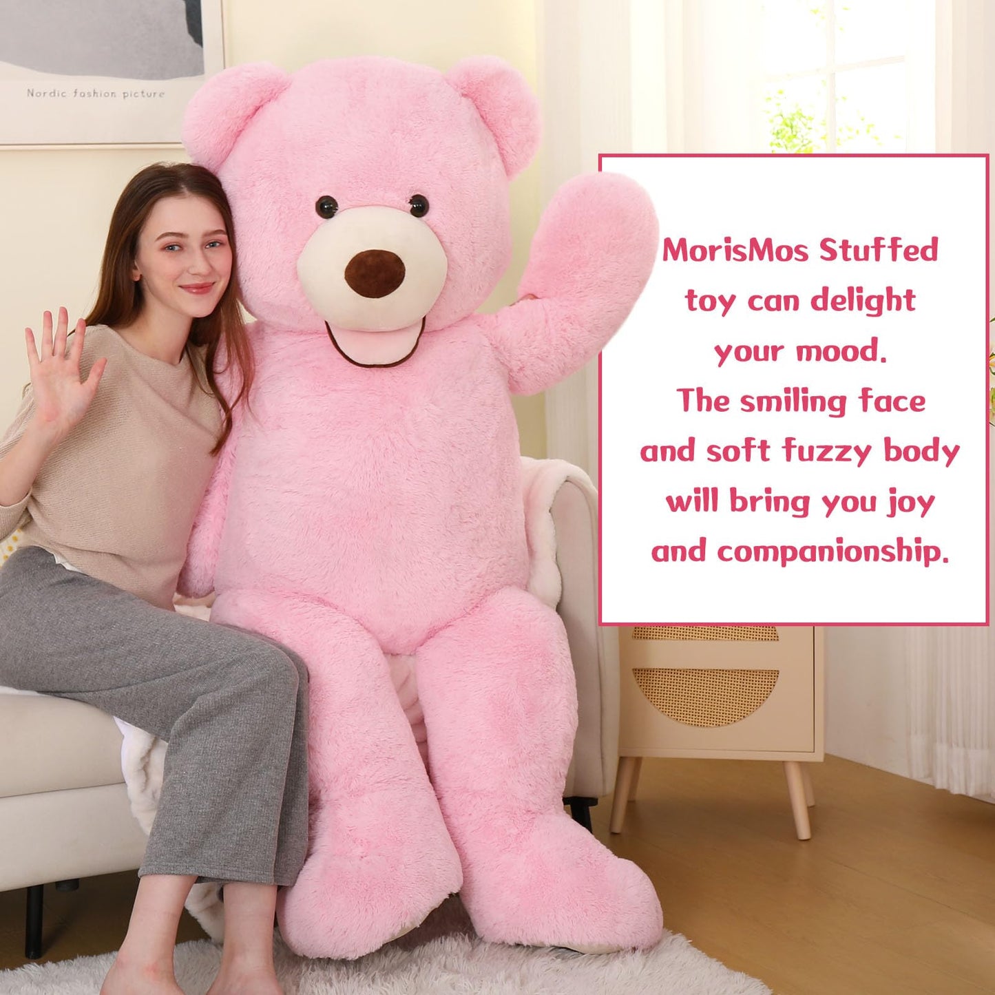 MorisMos Giant Teddy Bear Plush 5 Feet, Large Teddy Bears Stuffed Animals for Girlfriend Boyfriend, 5 Foot Life Size Bear Gifts for Valentine's Day, Baby Shower, Birthday