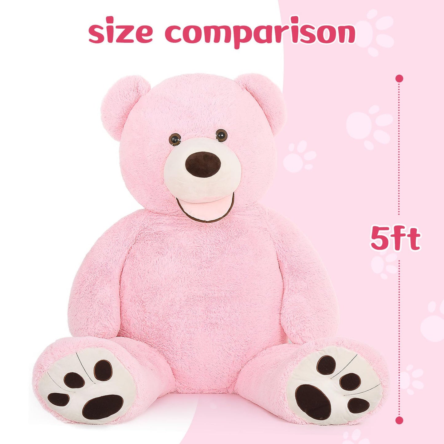MorisMos Giant Teddy Bear Plush 5 Feet, Large Teddy Bears Stuffed Animals for Girlfriend Boyfriend, 5 Foot Life Size Bear Gifts for Valentine's Day, Baby Shower, Birthday
