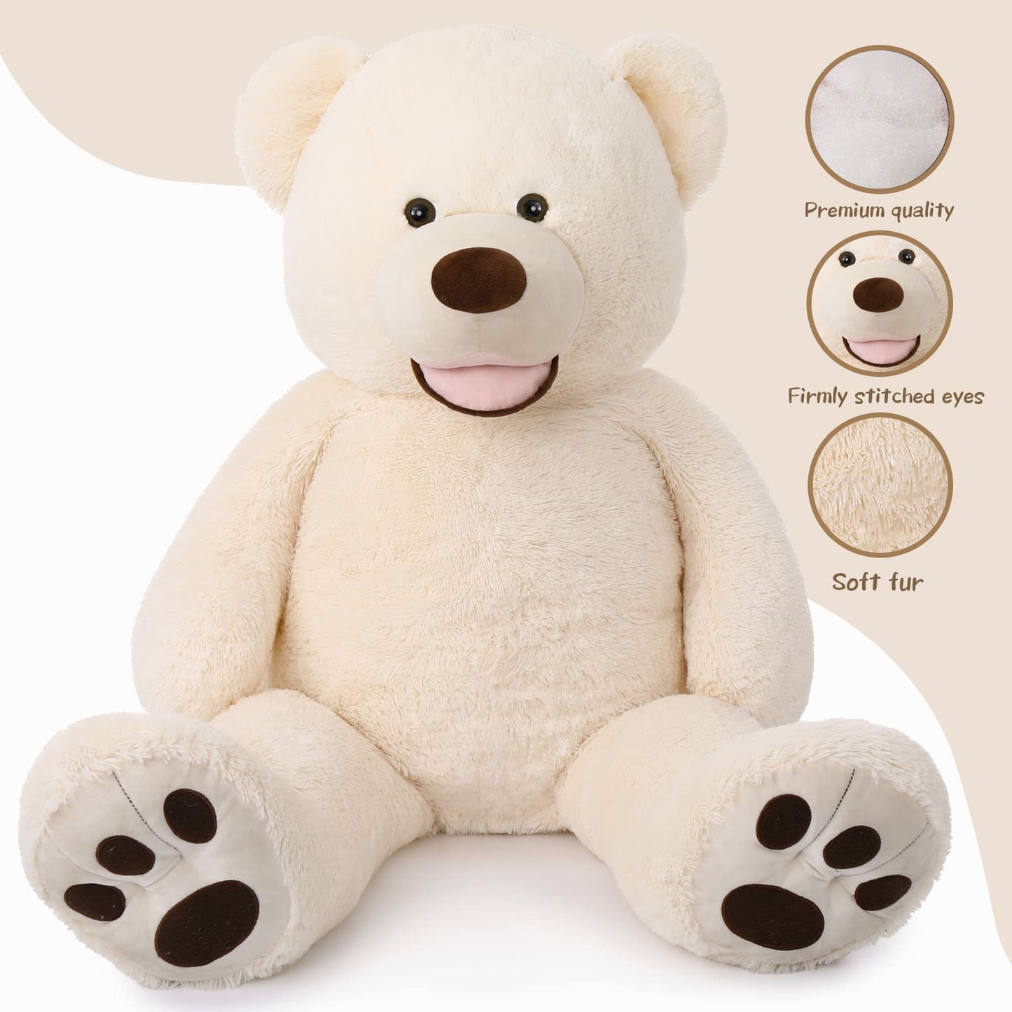 MorisMos Giant Teddy Bear Plush 5 Feet, Large Teddy Bears Stuffed Animals for Girlfriend Boyfriend, 5 Foot Life Size Bear Gifts for Valentine's Day, Baby Shower, Birthday