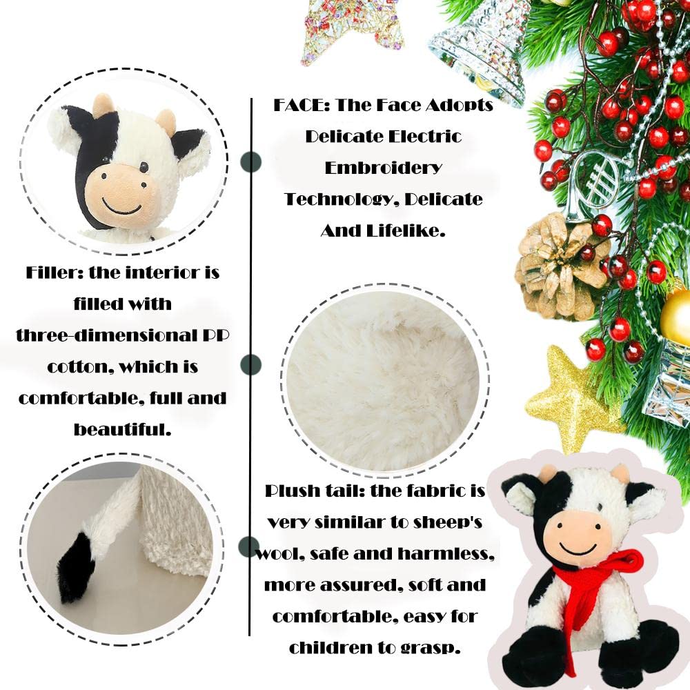 CHELEI2019 11.8" Cow Stuffed Animals Soft Cuddly Cow Plush Stuffed Animal Toy for Kids
