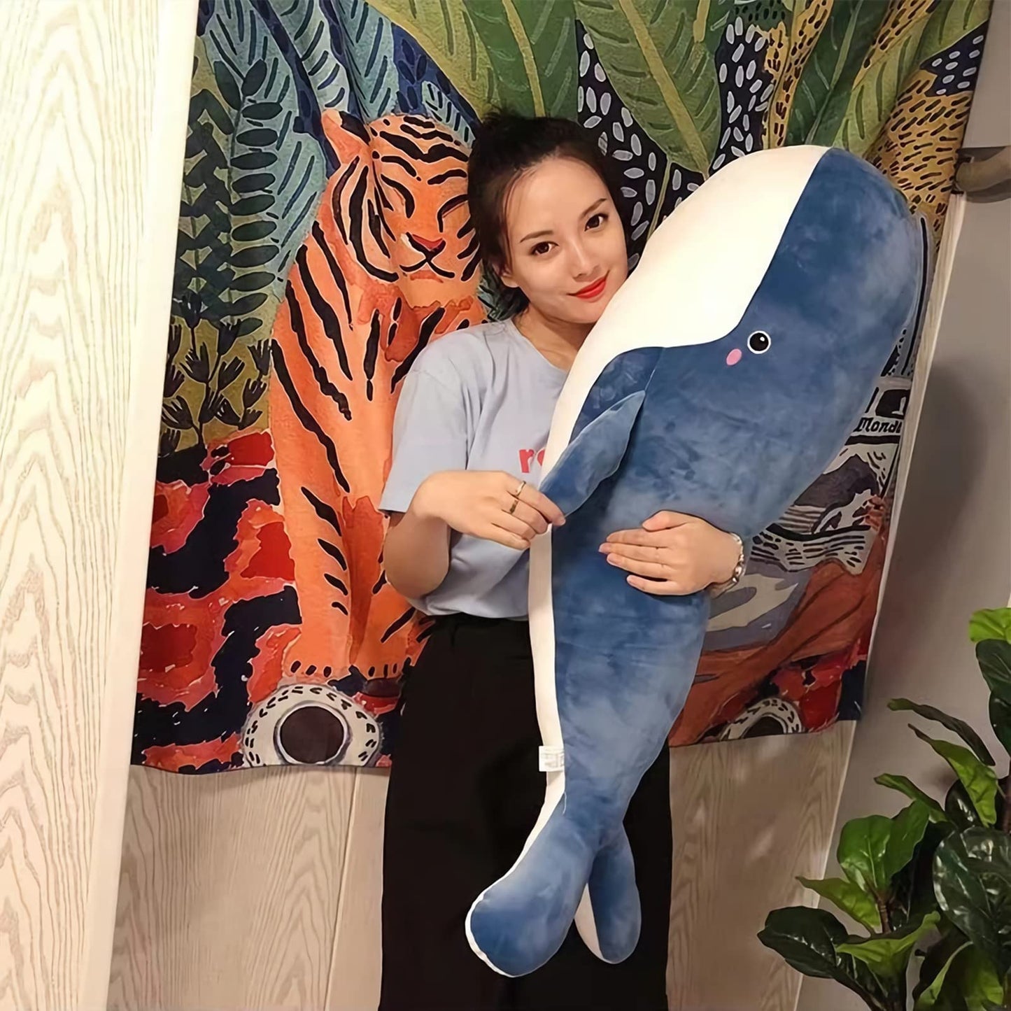 Whale Stuffed Animal - Large Stuffed Whale,Soft Whale Plush Body Pillow,Cute Plushies Whale Throw Pillows Birthday Gifts for Girls & Boys 47.2IN (Blue,X-Large)