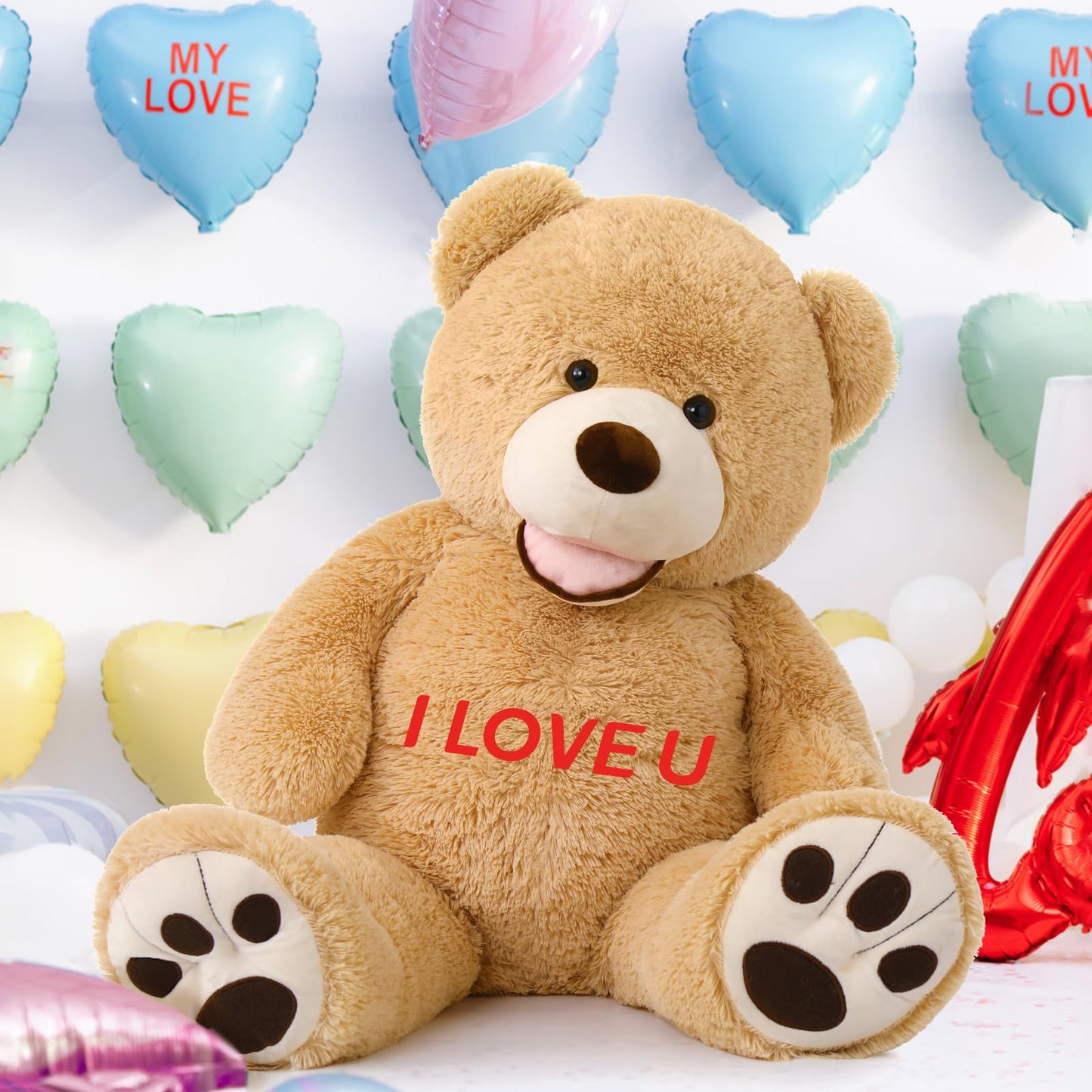 MorisMos Giant Teddy Bear Plush 5 Feet, Large Teddy Bears Stuffed Animals for Girlfriend Boyfriend, 5 Foot Life Size Bear Gifts for Valentine's Day, Baby Shower, Birthday