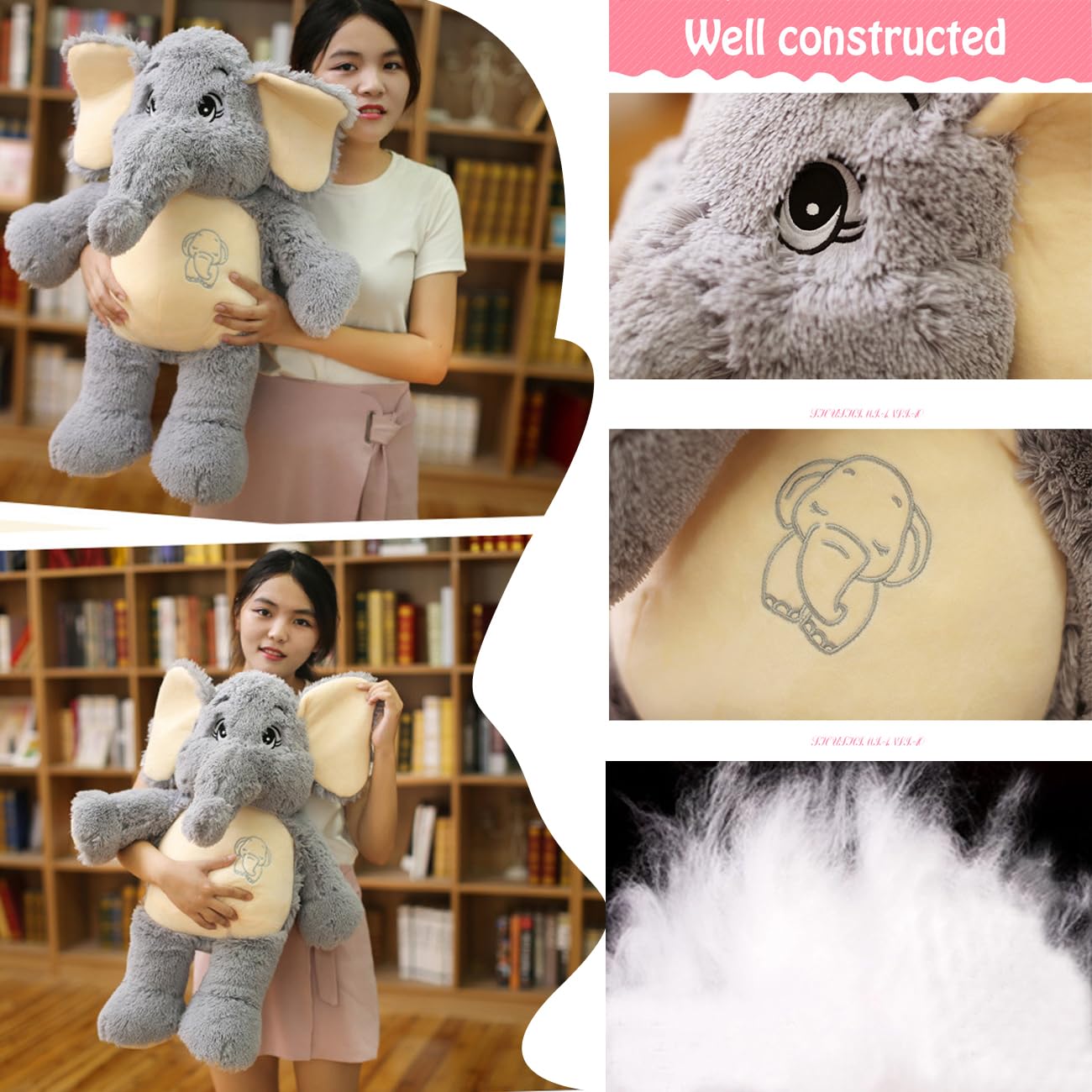 Giant Elephant Stuffed Animal 51'',Large Stuffed Elephant Plush Toy Soft Elephant Stuffed Animals for Birthday Mother's Day Christmas