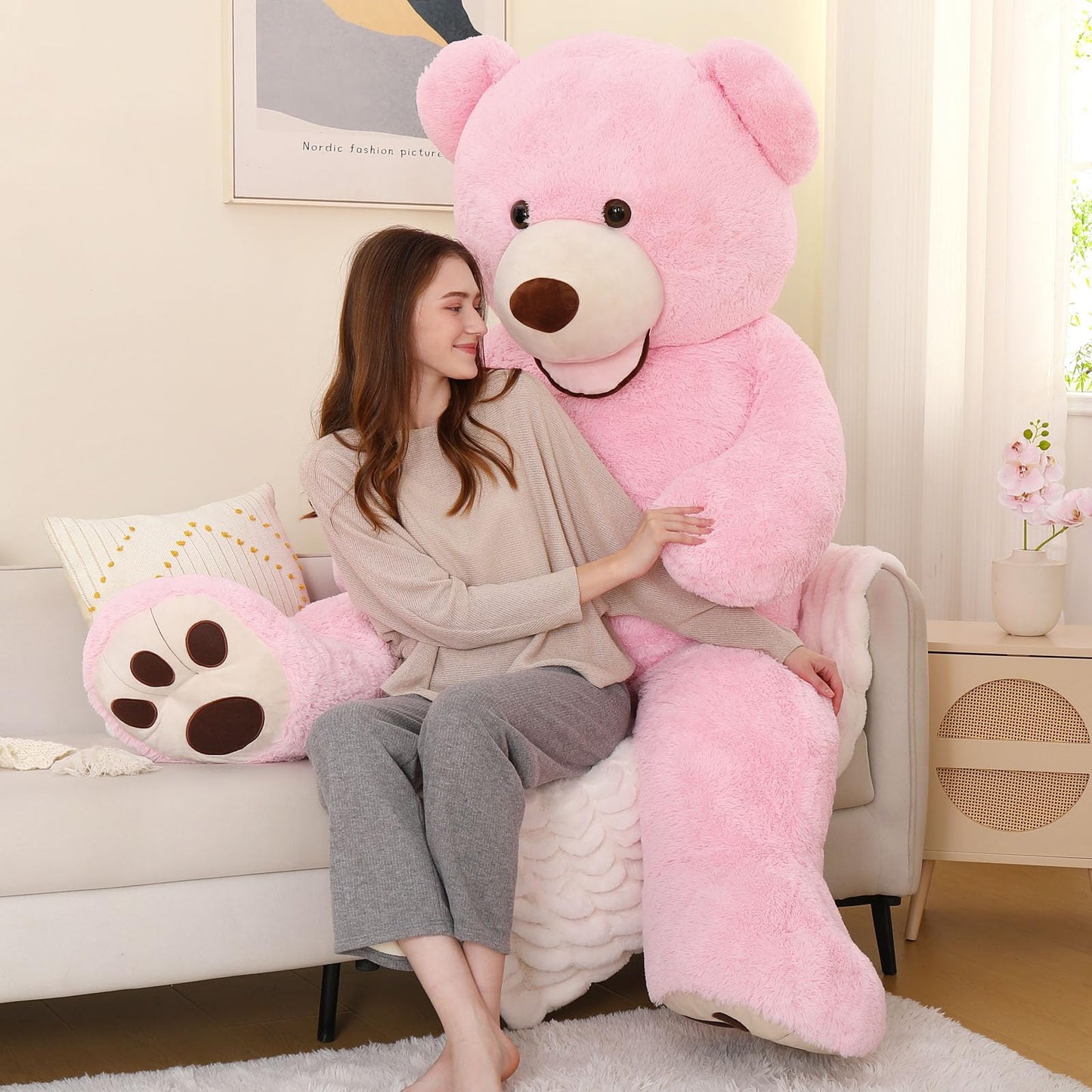 MorisMos Giant Teddy Bear Plush 5 Feet, Large Teddy Bears Stuffed Animals for Girlfriend Boyfriend, 5 Foot Life Size Bear Gifts for Valentine's Day, Baby Shower, Birthday