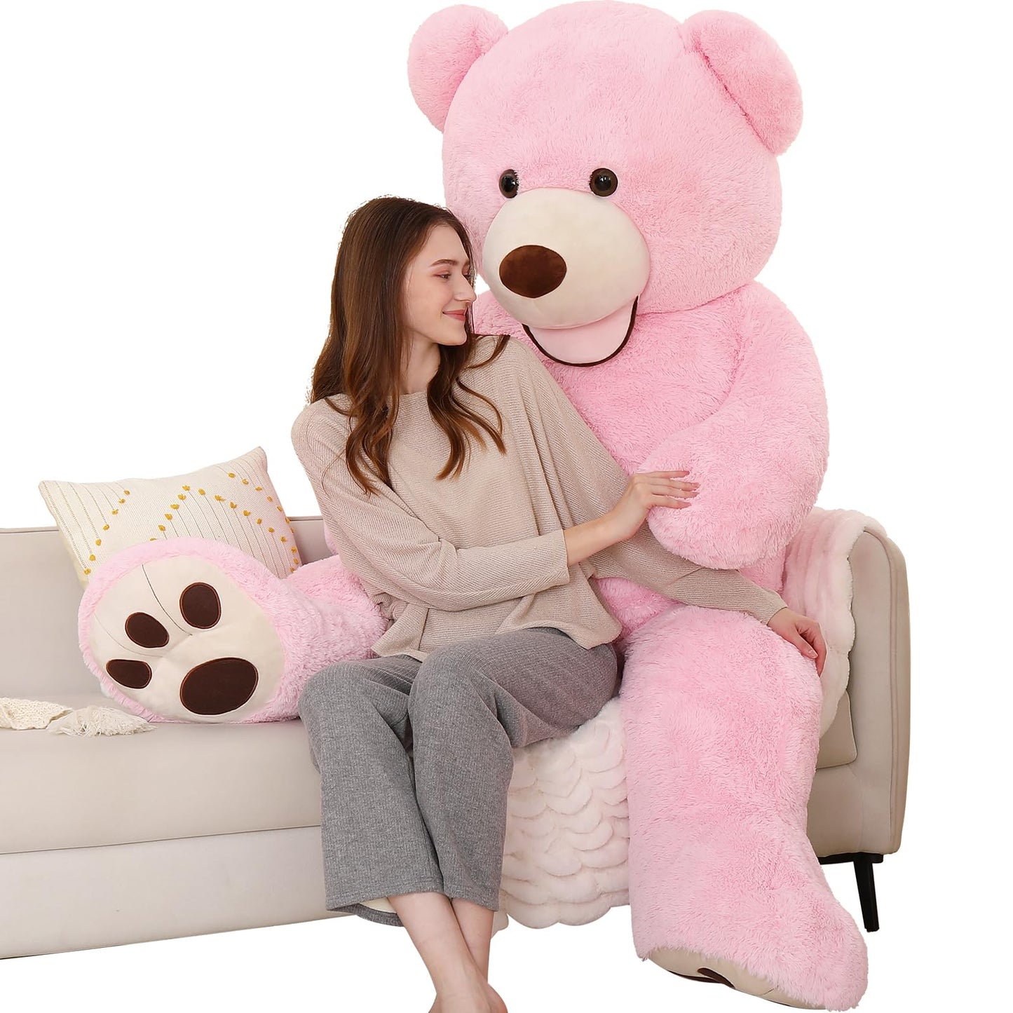 MorisMos Giant Teddy Bear Plush 5 Feet, Large Teddy Bears Stuffed Animals for Girlfriend Boyfriend, 5 Foot Life Size Bear Gifts for Valentine's Day, Baby Shower, Birthday