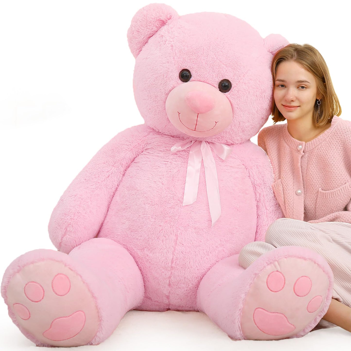 Tezituor Large Teddy Bear Stuffed Animal 5Ft, Big Teddy Bear with Heart, Giant Brown Stuffed Bear Plush Toys for Kids, I Love You Bear Gift for Girlfriend