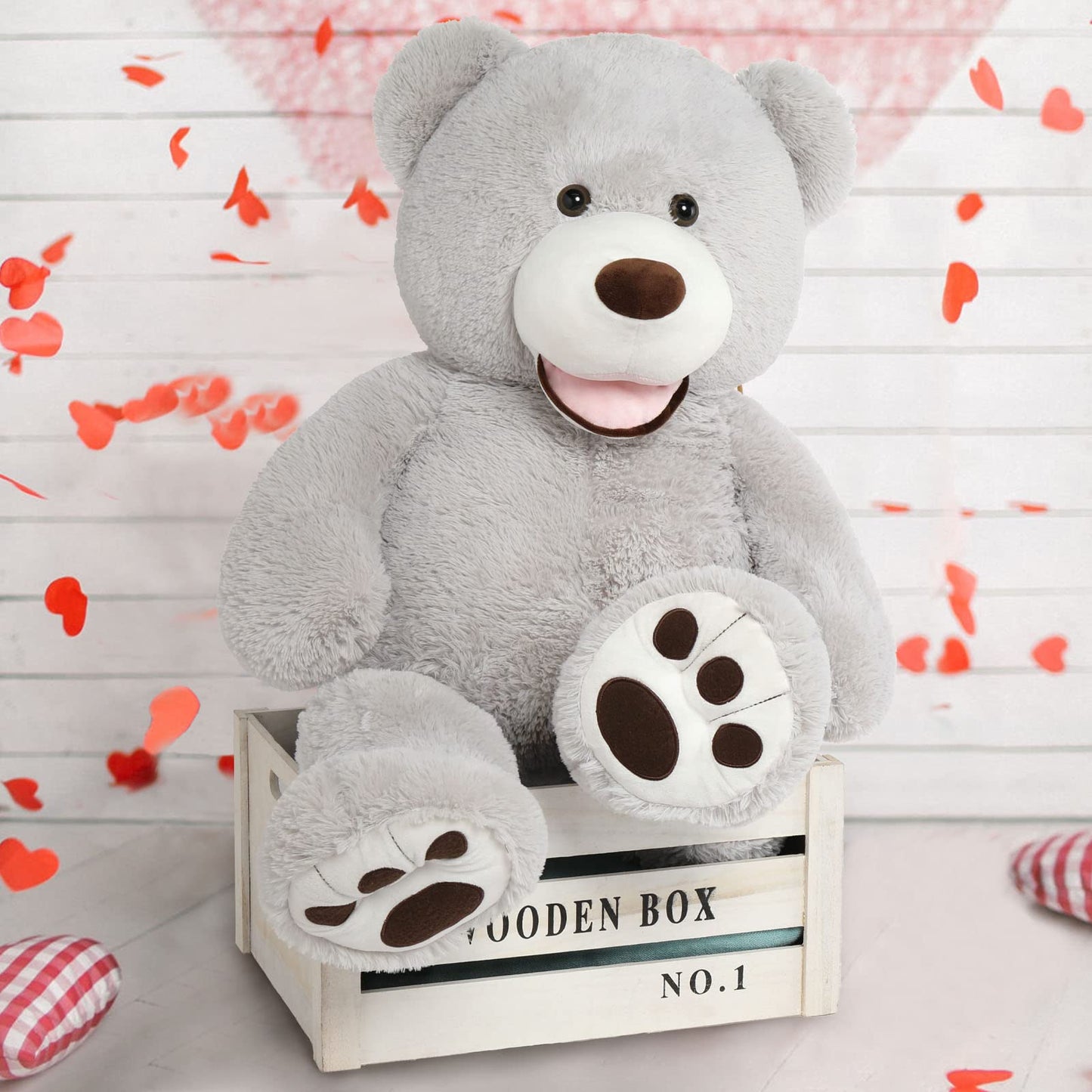 MorisMos Giant Teddy Bear Plush 5 Feet, Large Teddy Bears Stuffed Animals for Girlfriend Boyfriend, 5 Foot Life Size Bear Gifts for Valentine's Day, Baby Shower, Birthday